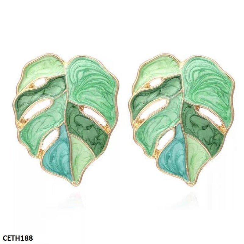 CETH188 ZLX Painted Leaf Studs