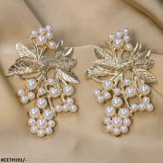 CETH191 SDQ Leaf n Pearl Studs - CETH