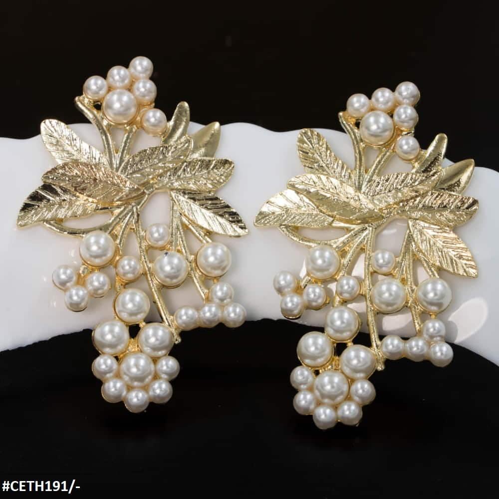 CETH191 SDQ Leaf n Pearl Studs - CETH