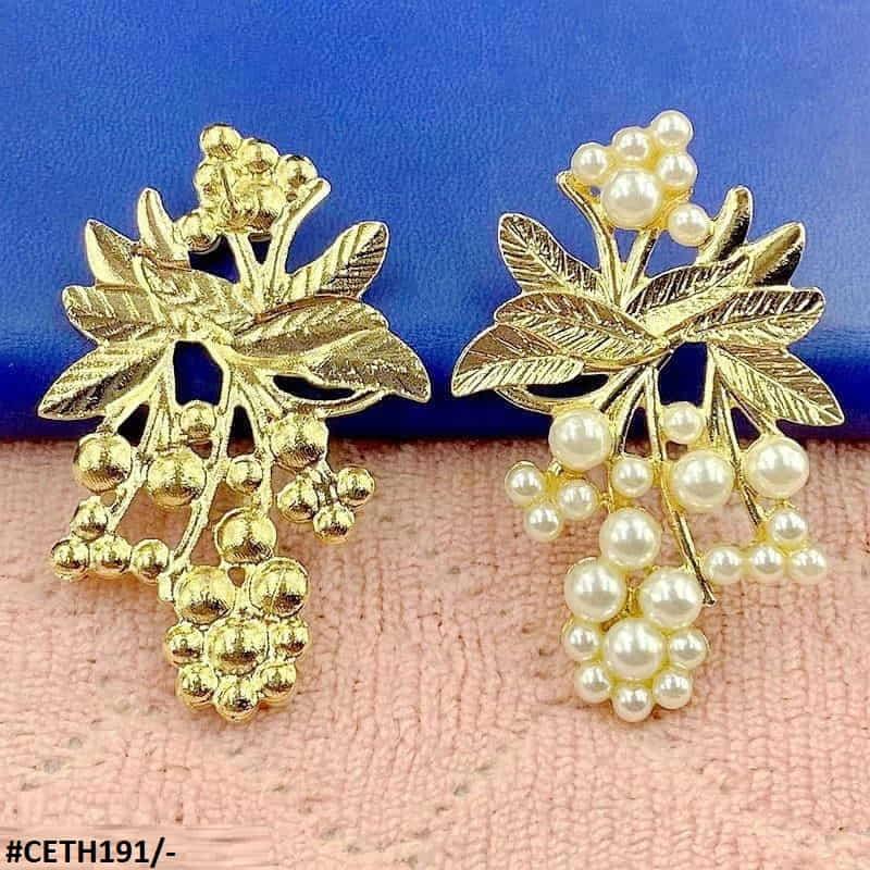 CETH191 SDQ Leaf n Pearl Studs - CETH