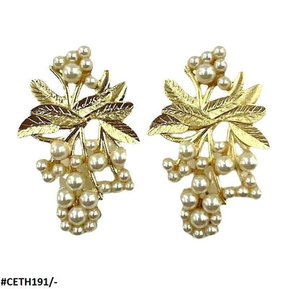 CETH191 SDQ Leaf n Pearl Studs - CETH