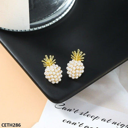 CETH286 SDQ Pearl Pineapple Stud Tops Pair - CETH