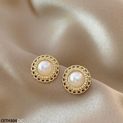 CETH304 SIQ Pearl Round stud Tops Pair