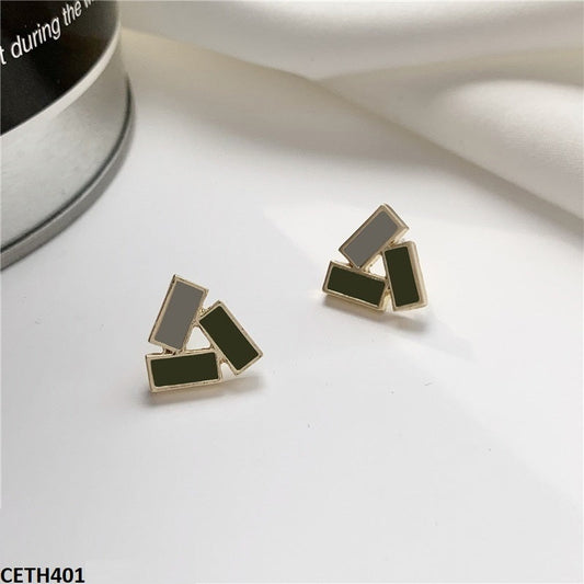 CETH401 YYZ Painted 3 Baguette Triangle Stud Tops Pair