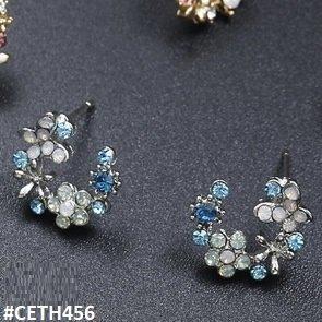 CETH456 JMN Butterfly Flower Stud Tops Pair