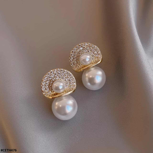 CETH476 SDQ Umbrella Pearl Ear Tops Pair