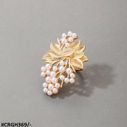 CRGH369 SDQ Leaf n Pearl Ring Adjustable - CRGH