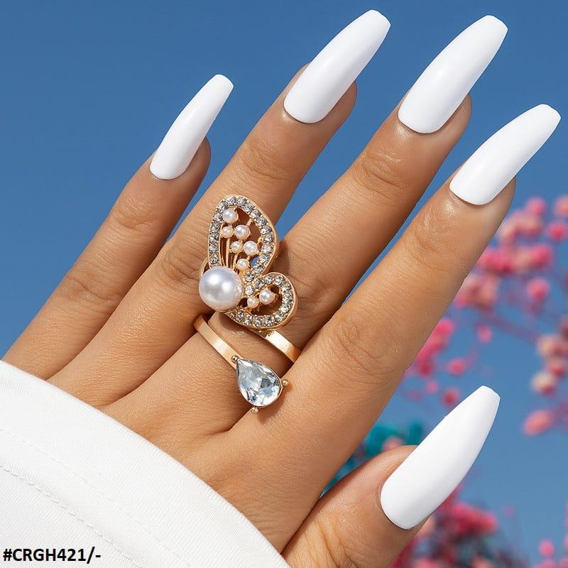 CRGH421 YYE Butterfly/Pearl Adjustable Ring