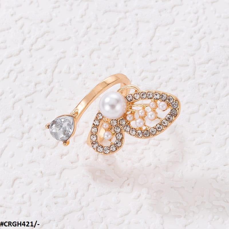 CRGH421 YYE Butterfly/Pearl Adjustable Ring