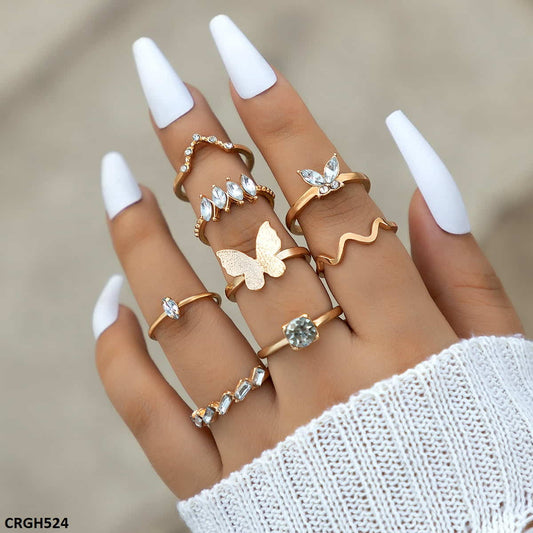 CRGH524 YYE Butterfly/V 8 Midi Rings