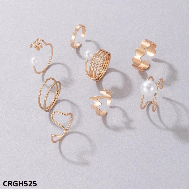 CRGH525 YYE Pearl/Curved 8 Midi Rings