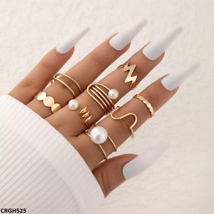 CRGH525 YYE Pearl/Curved 8 Midi Rings