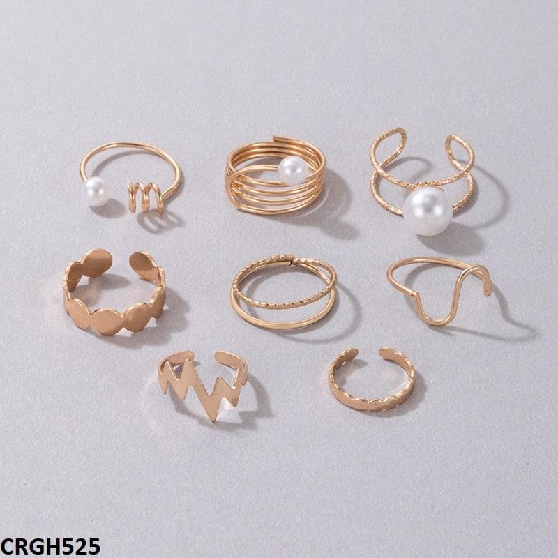 CRGH525 YYE Pearl/Curved 8 Midi Rings