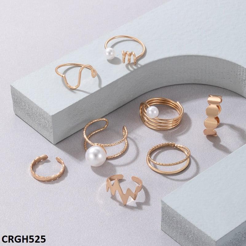 CRGH525 YYE Pearl/Curved 8 Midi Rings