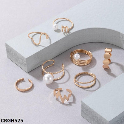 CRGH525 YYE Pearl/Curved 8 Midi Rings