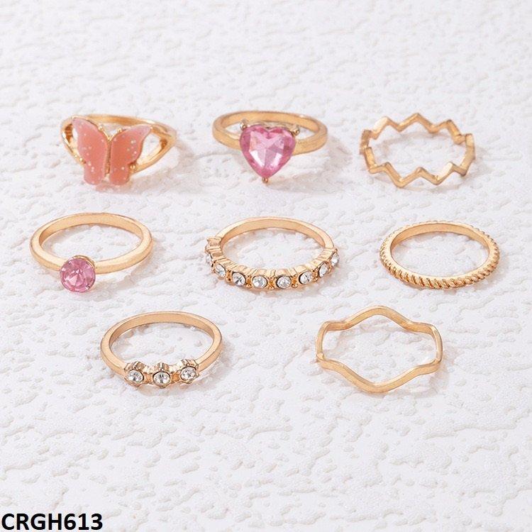 CRGH613 YYE Heart/Butterfly 8 Midi Rings