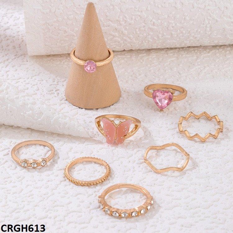 CRGH613 YYE Heart/Butterfly 8 Midi Rings