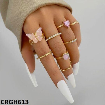 CRGH613 YYE Heart/Butterfly 8 Midi Rings