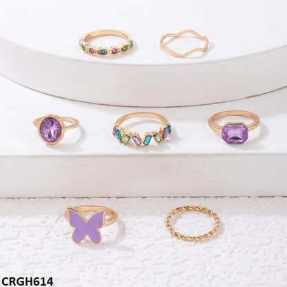 CRGH614 YYE Butterfly/Oval/ 7 Midi Rings