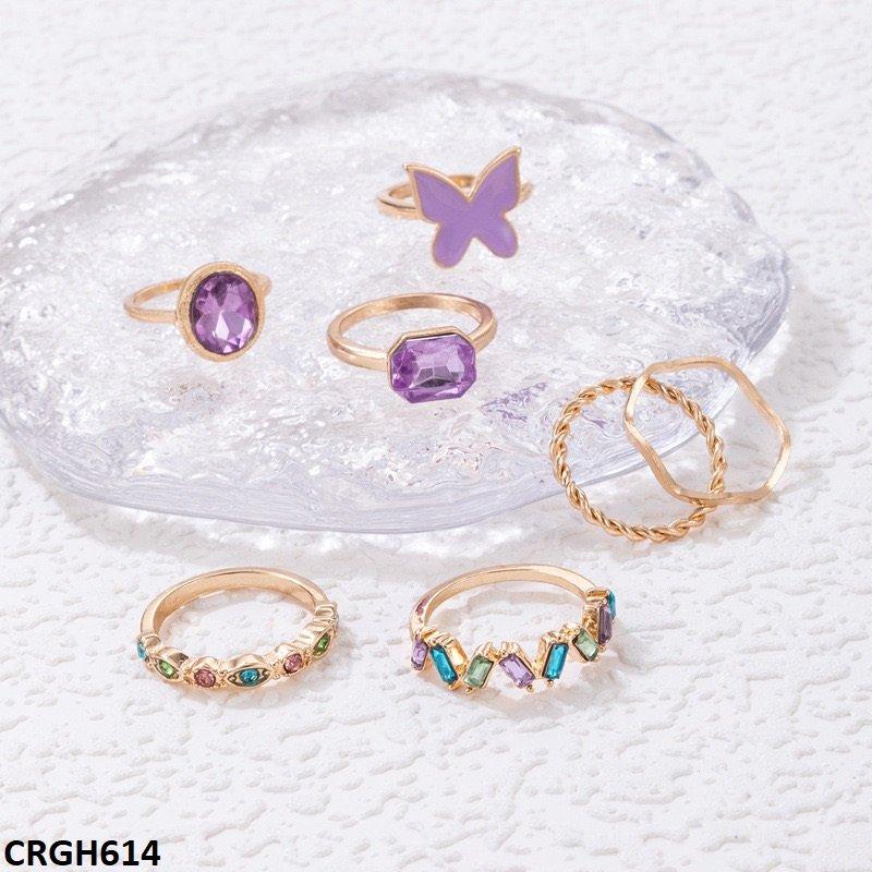 CRGH614 YYE Butterfly/Oval/ 7 Midi Rings