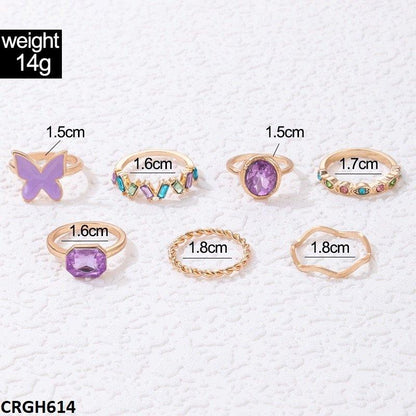 CRGH614 YYE Butterfly/Oval/ 7 Midi Rings