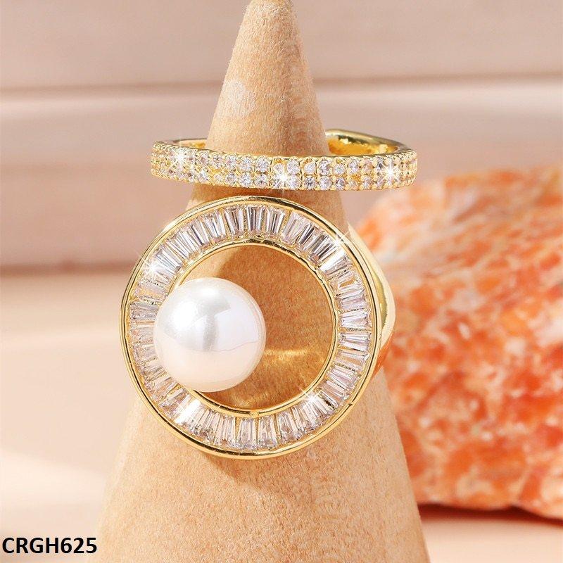 CRGH625 WXL Pearl White Cocktail Ring Adjustable