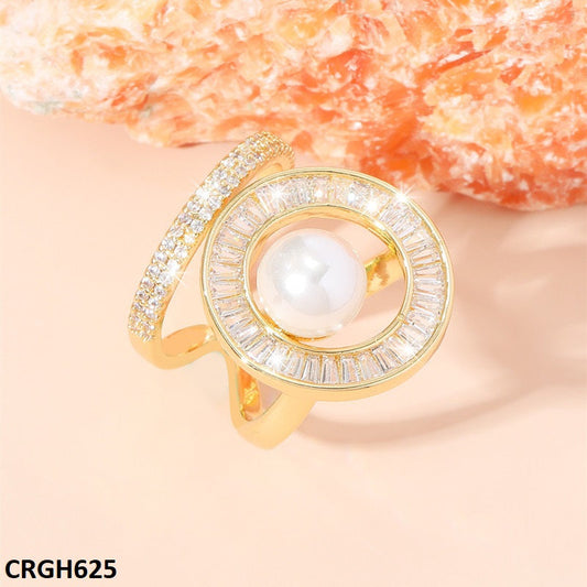 CRGH625 WXL Pearl White Cocktail Ring Adjustable