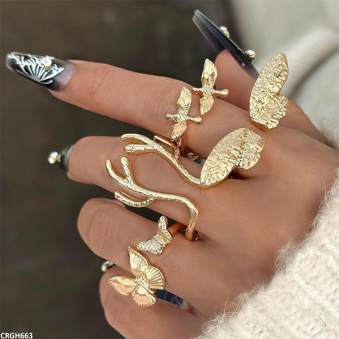 CRGH663 YYE Butterfly 4 Midi Rings