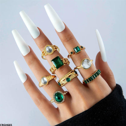 CRGH665 YYE Antique 8 Midi Rings