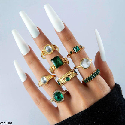 CRGH665 YYE Antique 8 Midi Rings