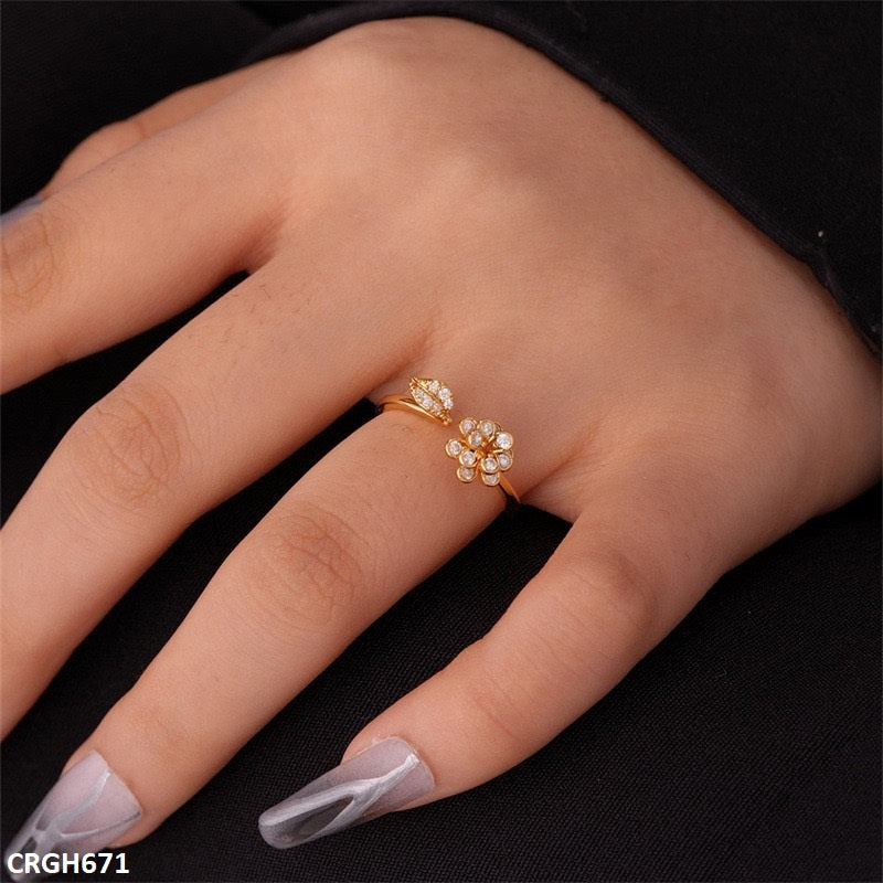 CRGH671 WKO Leaf Flower Ring Adjustable