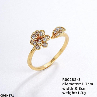 CRGH671 WKO Leaf Flower Ring Adjustable