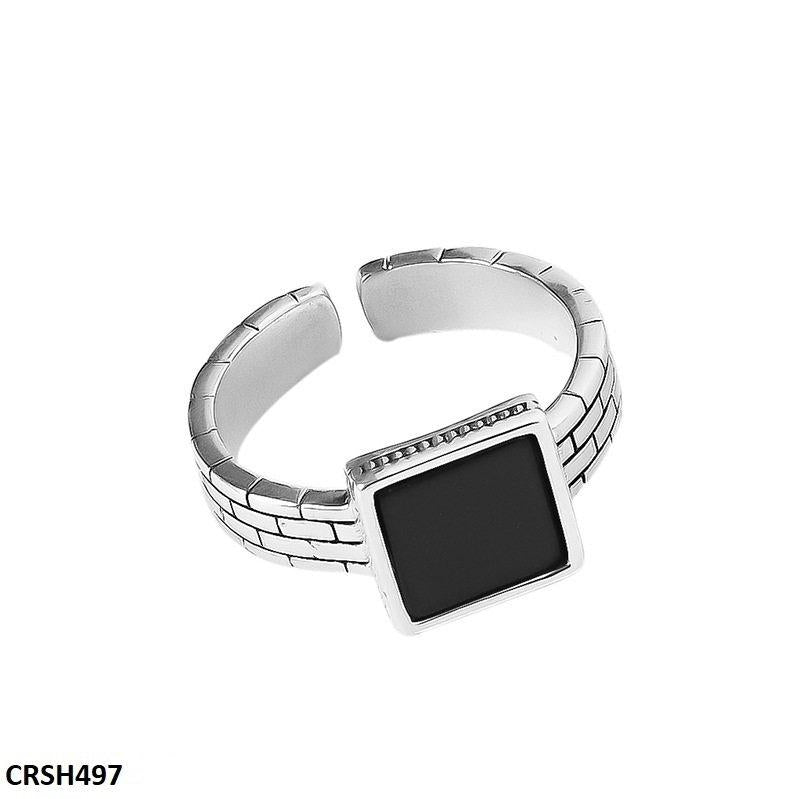 CRSH497 WNS Painted Black Square Ring Adjustable