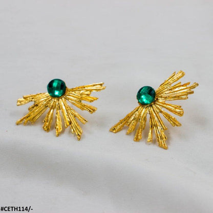 CETH114 YYE Peacock Leaft Studs