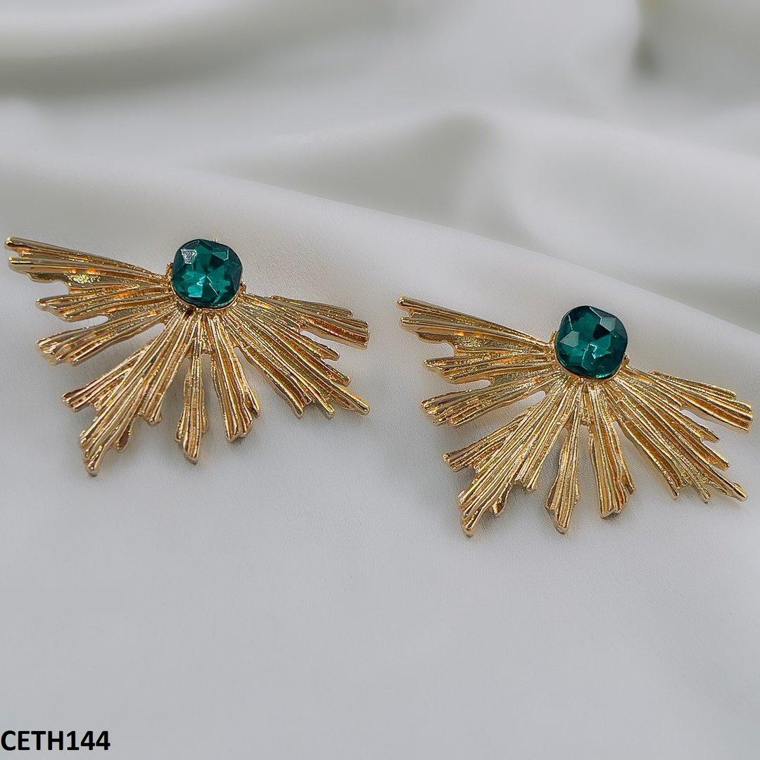 CETH114 YYE Peacock Leaft Studs