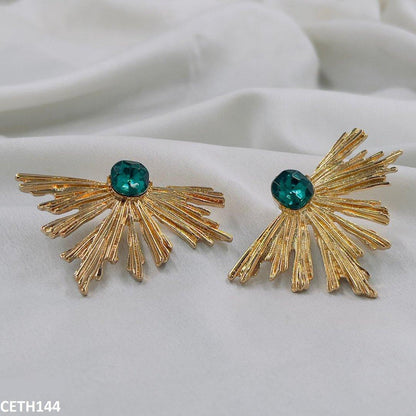 CETH114 YYE Peacock Leaft Studs