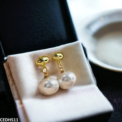 CEDH511 RHJ Oval/Pearl Drop Earrings Pair