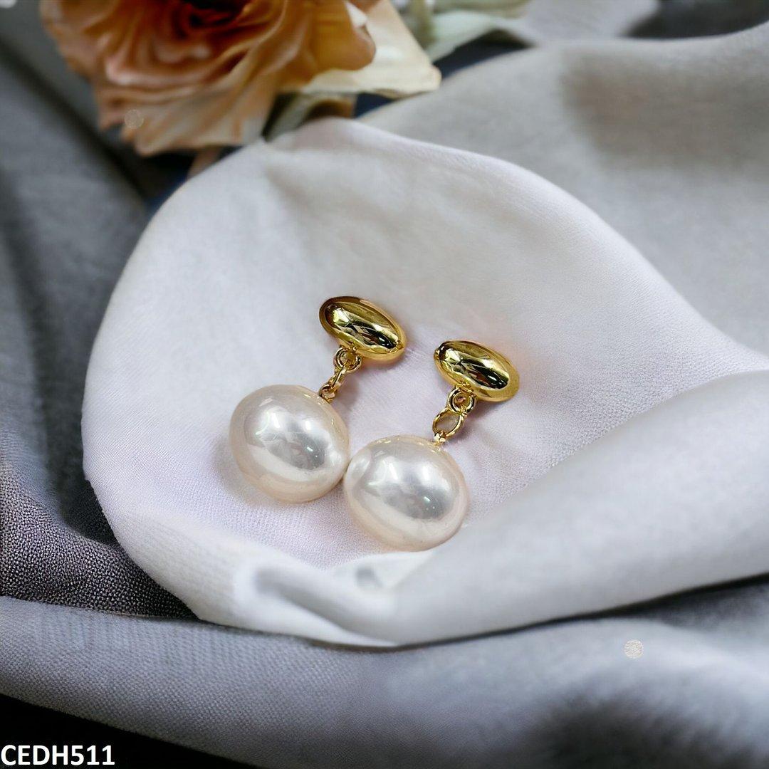 CEDH511 RHJ Oval/Pearl Drop Earrings Pair