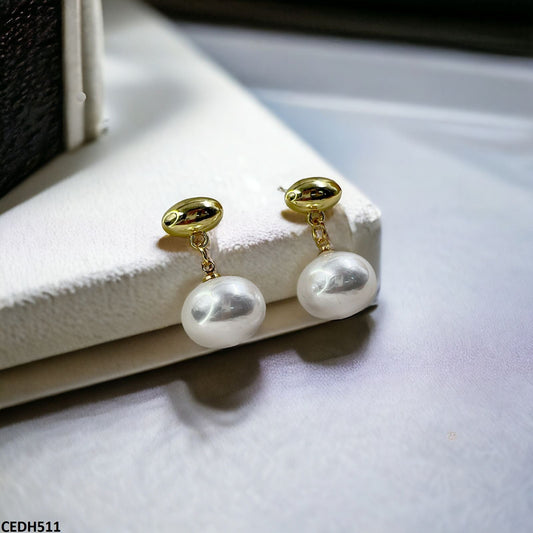 CEDH511 RHJ Oval/Pearl Drop Earrings Pair