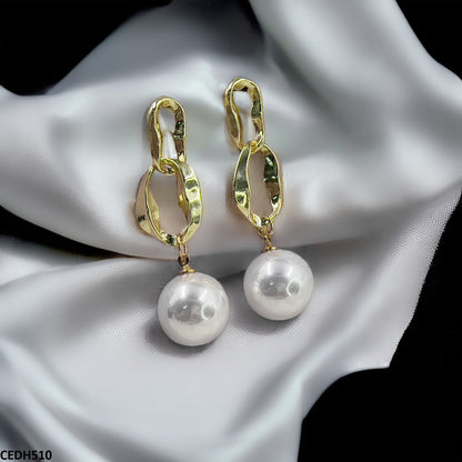 CEDH510 RHJ Chain Pearl Drop Earrings Pair