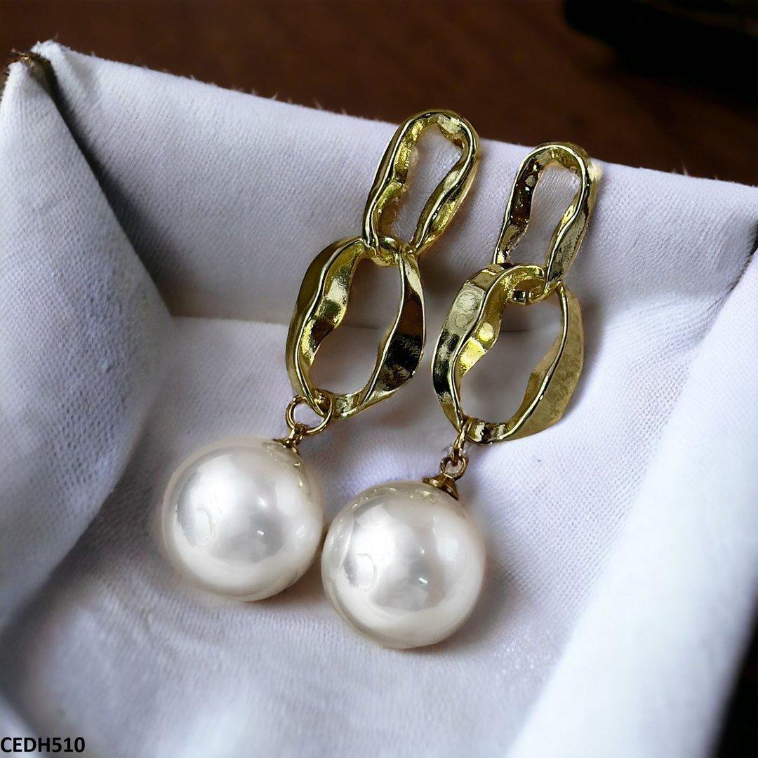 CEDH510 RHJ Chain Pearl Drop Earrings Pair