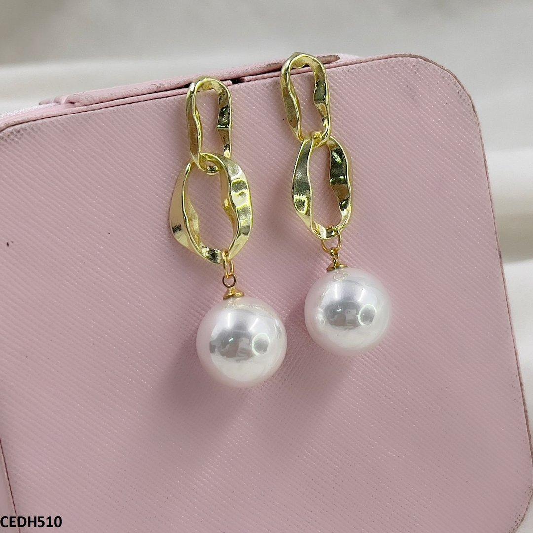 CEDH510 RHJ Chain Pearl Drop Earrings Pair