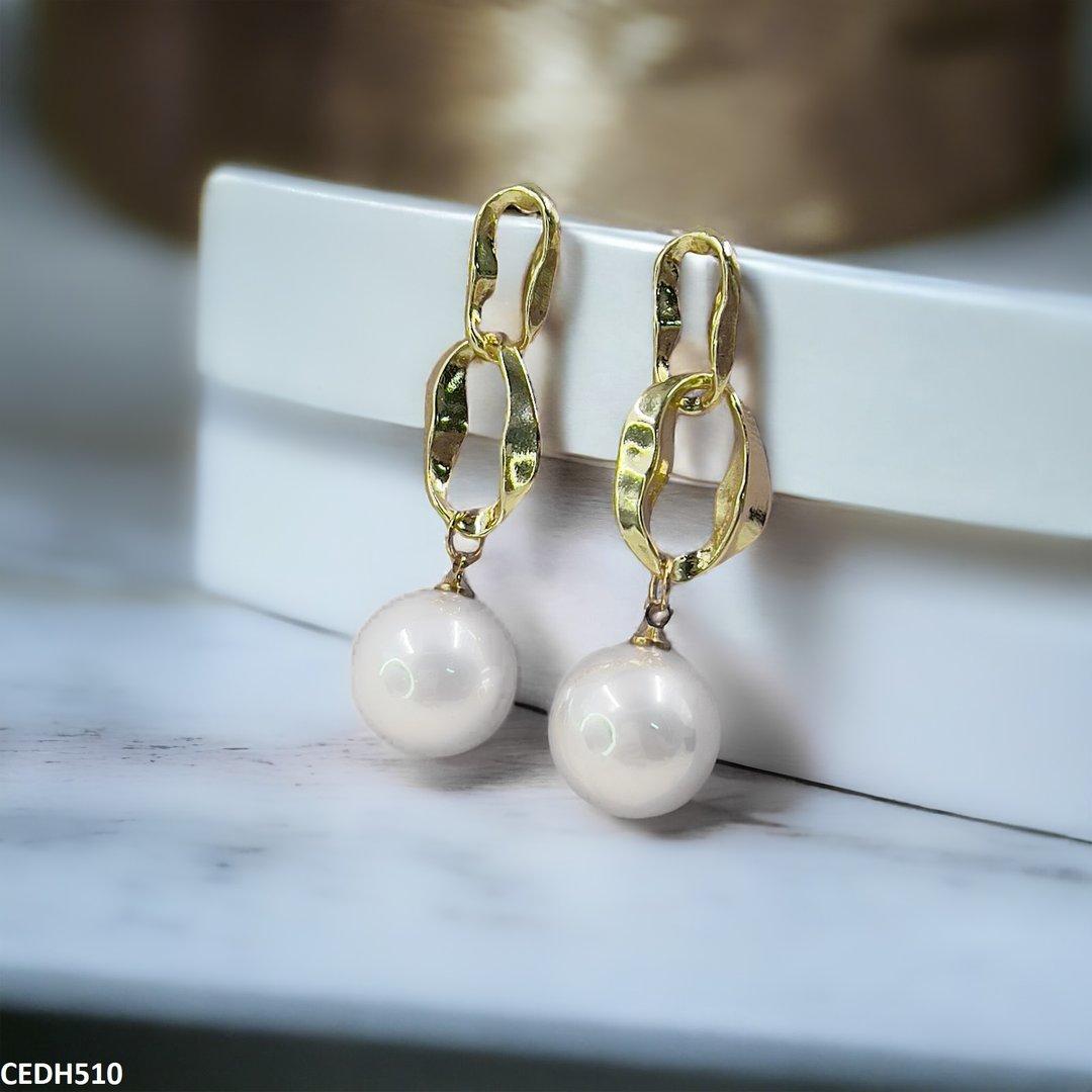 CEDH510 RHJ Chain Pearl Drop Earrings Pair