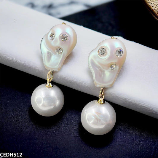 CEDH512 RHJ Beat/Pearl Drop Earrings Pair