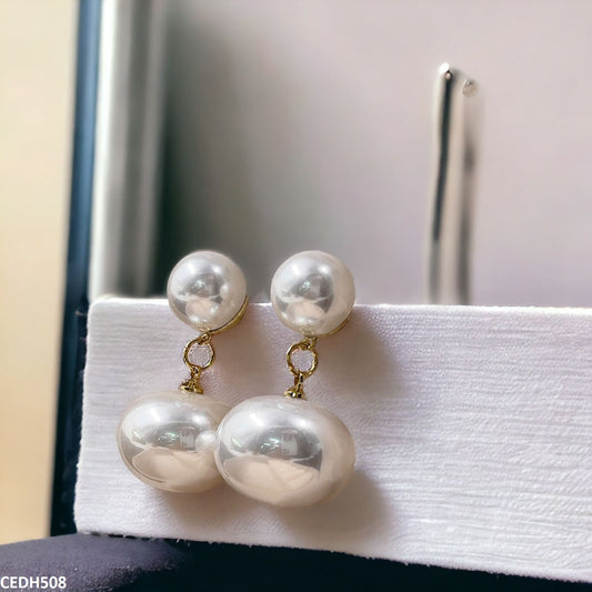 CEDH508 RHJ Round Pearl Drop Earrings Pair