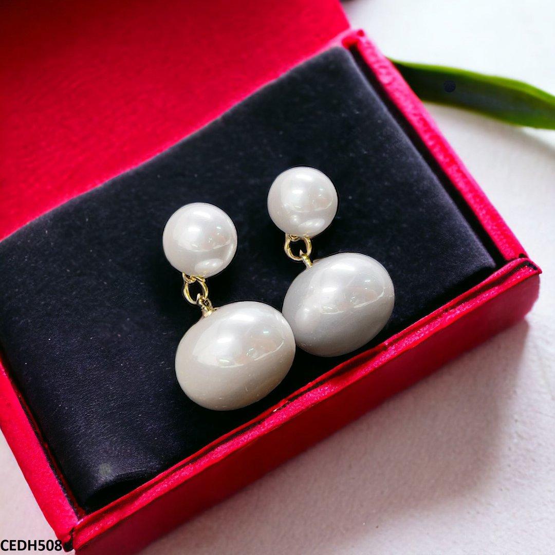 CEDH508 RHJ Round Pearl Drop Earrings Pair