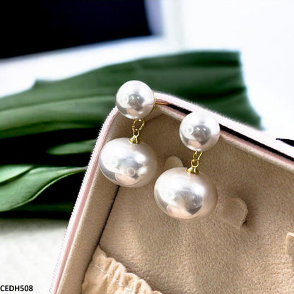 CEDH508 RHJ Round Pearl Drop Earrings Pair