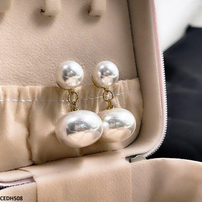 CEDH508 RHJ Round Pearl Drop Earrings Pair