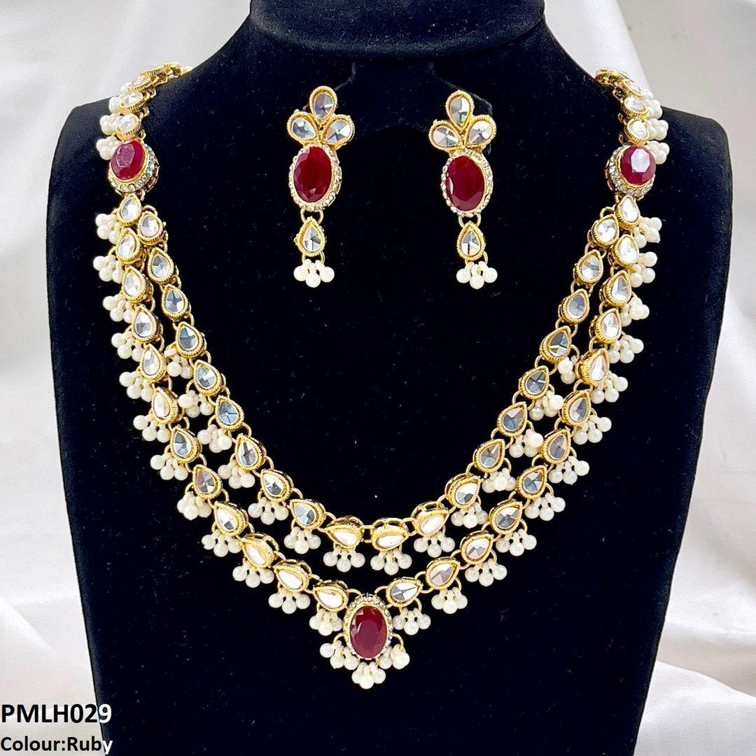 PMLH029 SDQ Oval/Tear Pearl Drop Necklace Set