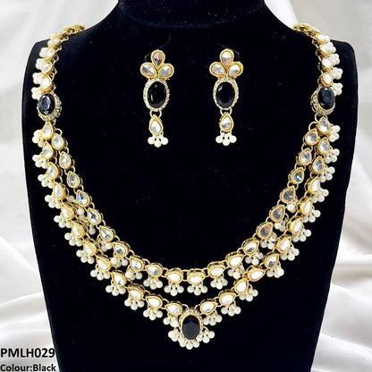 PMLH029 SDQ Oval/Tear Pearl Drop Necklace Set